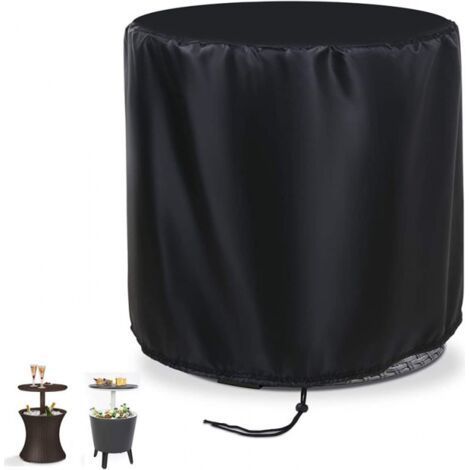 Housse de protection imperméable et résistante aux coupures pour table de bar, seau à glace, terrasse, table basse ronde – Noir (53 x 58 cm) (1/3)