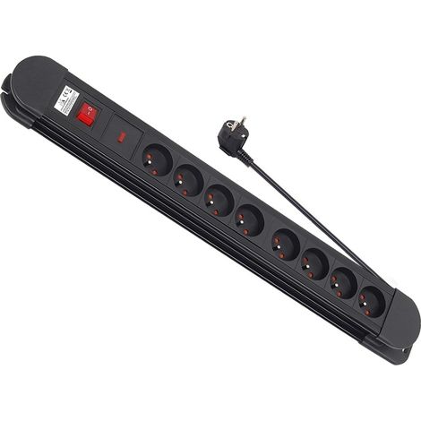 Regleta Maclean MCE11 de 8 enchufes y 1,5 m, color negro (1/5)
