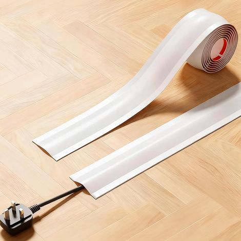 Cubierta flexible para cables - 3 m - Blanca - Autoadhesiva - Gestión de cables - Para paredes, suelos, hogares, oficinas y garajes