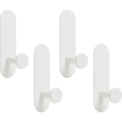 Lot de 4 crochets adhésifs extra forts à coller sur le mur au-dessus de la porte pour accrocher vêtements, manteaux, peignoirs, serviettes de bain dans la salle de bain, la -DOUche, la cuisine-DOU