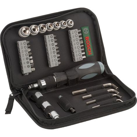 Bosch – Coffret multi-outils 38 pièces – 24 embouts robustes pour vis courants – Sacoche pratique avec tournevis et lampe de poche (1/5)