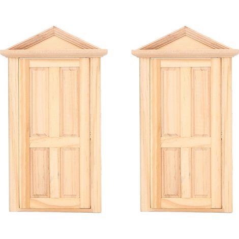2 portes miniatures en bois pour maison de poupée 1:12 et 1:16, idéales pour Noël et projets DIY. (1/5)