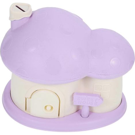Tirelire champignon violet, décoration pour chambre d'enfant, pot à pièces pour encourager l'épargne. (1/5)