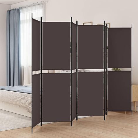 Cloison de séparation 6 panneaux-Paravent-Séparateur de pièce Marron 300x200 cm Tissu 498145 (1/5)
