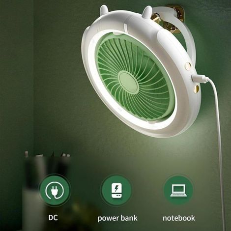 Ventilateur de bureau personnel avec lumière, ventilateur de bureau suspendu, ventilateur de bureau personnel(vert) (1/5)