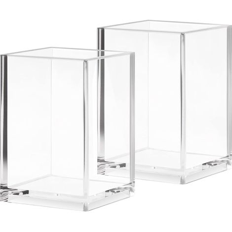 Kugelschreiberhalter, 2er-Set transparente Stiftehalter, Büroaccessoires, Acryl-Büroorganizer, Schulen