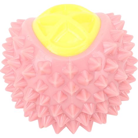 Balle pour chien en forme de durian, en TPR, interactive et multifonctionnelle, anti-anxiété, avec son durian, rose. (1/5)