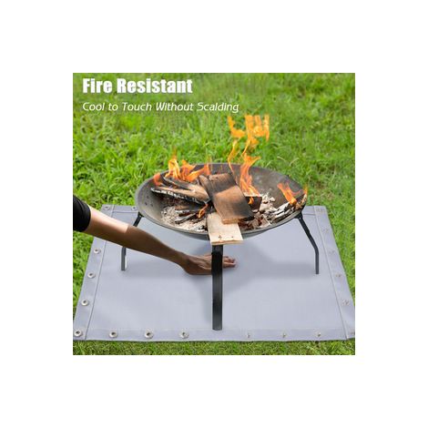 Tapis pare‑étincelles 50×38 cm avec boutons pression – Protection pour pelouse et terrasse – Résiste aux braises et à la chaleur (1/5)