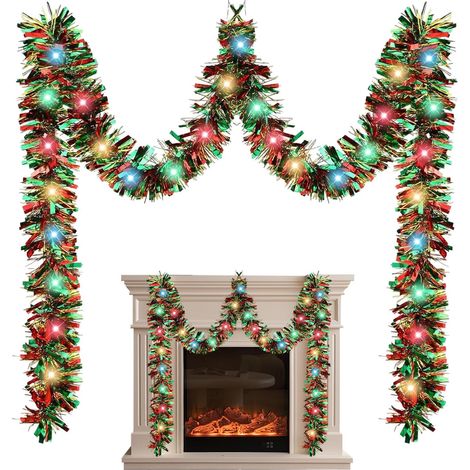 Guirlande Scintillante Pour Arbre De Noël Accessoire De Scène Brillant Et Décoration De Noël En Guirlande Scintillante Pour Fenêtre Porche Mur Arche Garde-Corps D'escalier Plafond S (1/5)