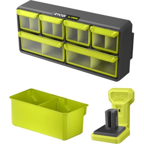 Pack RYOBI Système LINK Support pour outil électroportatif - Organisateur ajustable - Bac de rangement double