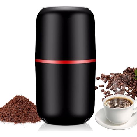 Moulin à café électrique, moulin à épices électrique, capacité 125 g, moulin à hélice électrique, moulin électrique portable, moulin à café pour grains de café, noix, épices et céréales (noir)