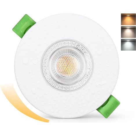 Projecteur LED Encastré 230V Dimmable 60-75mm Forage, Spot LED 7W 770LM Ultra Plat, Spot de Plafond 2700K/4000K/6000K, Luminaire Encastré IP65 pour Salle de Bain Balkon Salon, Blanc 6 Pièces (1/5)