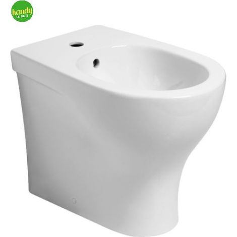 Bidet a terra filo parete in ceramica bianca serie pratica AZZURRA (1/3)