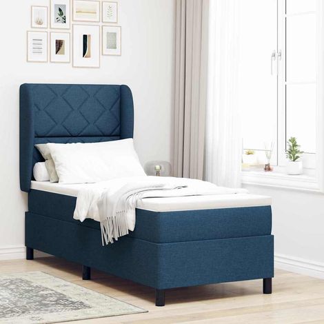 vidaXL Lit à ressorts avec tête de lit Bleu 80 x 200 cm tissu (1/5)