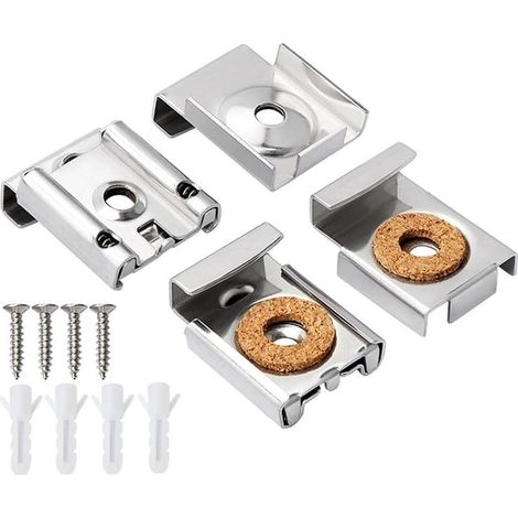 Set of 8 frameless glass wall mounts, spring-loaded mirror clips with screws and pins - Can be used for mounting and decorating bathroom and toilet mirrors (1/5)