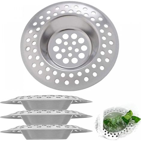 Set mit 4 Edelstahl-Spülbeckensieben, für Bad, Küche, Dusche, Badewanne oder Küche, 73 mm Außendurchmesser