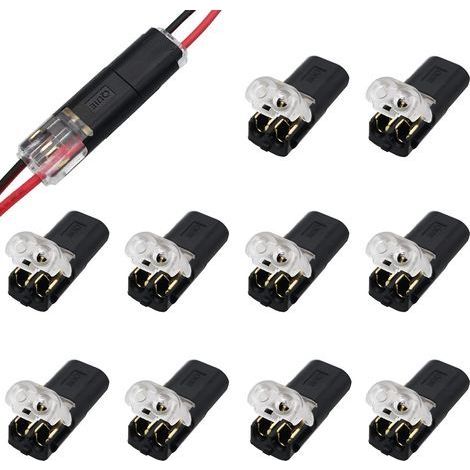 Connecteurs à Fil Basse Tension, 10 pièces 2 Broches Connecteur de Fil Electriques, Pour Câble 18 - 22 AWG (1/5)