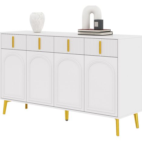 Buffet, 4 portes, 4 tiroirs, amovible, 82 cm, pour salon et salle à manger, adapté au salon et à la salle à manger, format pratique