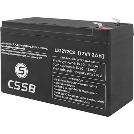 Batterie gel 12V 7.2Ah rechargeable sans fuite et sans entretien CSSB (1/2)