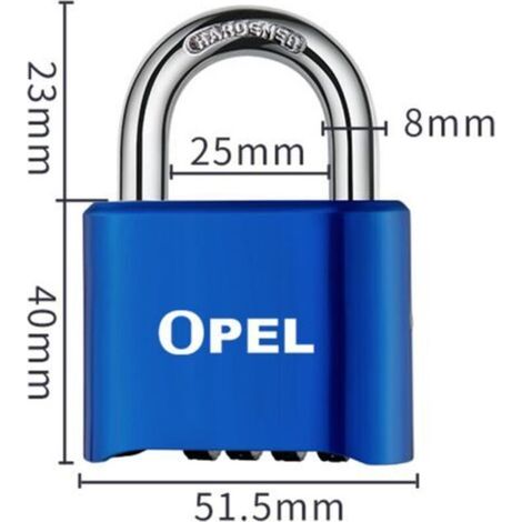 Cadenas Code 4 Chiffres, 52mm Cadenas Extérieur Etanche, Robuste et Antivol, 8mm Loquet Cadenas à Combinaisonbleu, 50mm