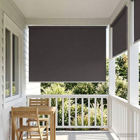 Store enrouleur extérieur et intérieur protection UV polyester anthracite 145 x 140 cm - PANGIVO (1/5)