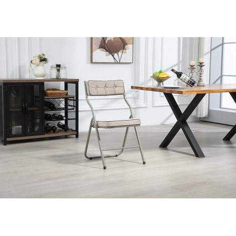 sedia pieghevole imbottita velluto kaki 2 pezzi OKMYHOME (1/3)