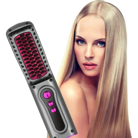 Plancha alisadora y rizadora inalámbrica en una sola plancha con tecnología iónica. (1/2)