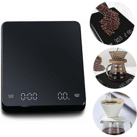 Balance de cuisine de précision 3 kg/0,1 g avec affichage LED et minuteur, idéale pour le café. (1/5)