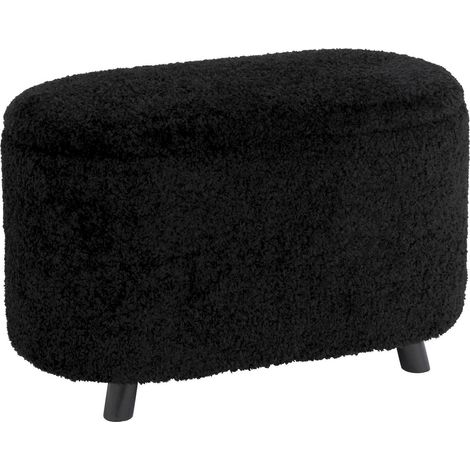 Pouf coffre noir teddy design élégant et pratique pour salon - Noir teddy profond (1/4)