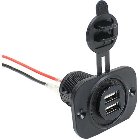 Kfz-Zigarettenanzünderadapter mit zwei USB- und 12V-Steckern für Mobiltelefone, Tablets und GPS-Geräte