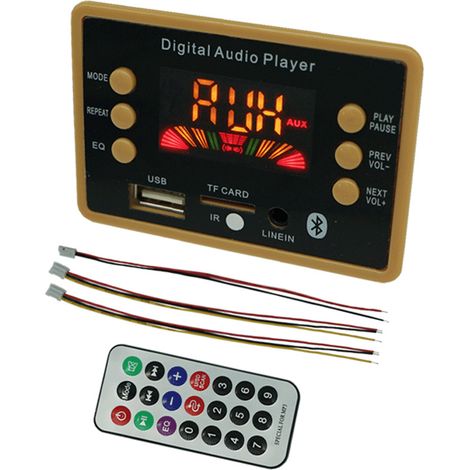 USB MP3 decoding module for card-inserted Bluetooth speakers, 12V compatible, with lossless APE, FLAC and WMA audio playback.