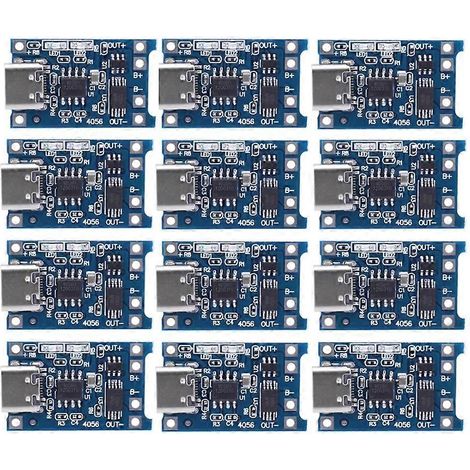 Lademodul für 18650 Typ-C Lithium-Batterie (12 Stück), 5 V, 1 A, mit doppeltem Schutz, ideal für DIY-Projekte. (1/5)