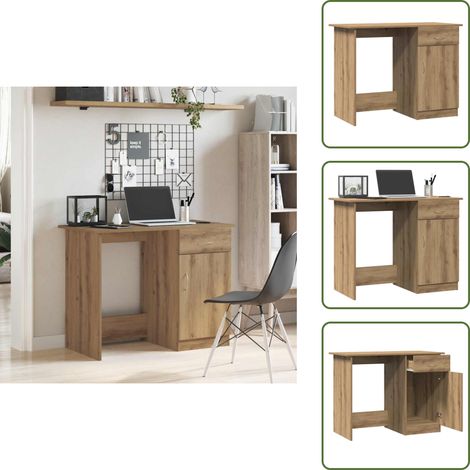 vidaXL Bureau chêne artisanal 100x50x76 cm bois d'ingénierie (1/5)