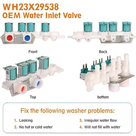 The WH23X29538 inlet valve is suitable for replacing GE washing machine parts 0024000126GB. (1/2)
