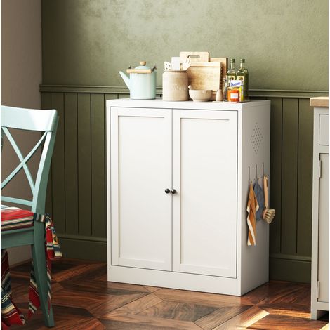 Dispensa in metallo bianco da 88 cm con ripiani regolabili e maniglie ergonomiche (1/5)