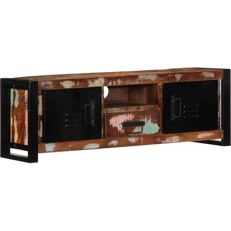 Mobile porta TV 100 x 30 x 35 cm grande e pratico contenitore per il soggiorno stile industriale legno di recupero marrone 020057635