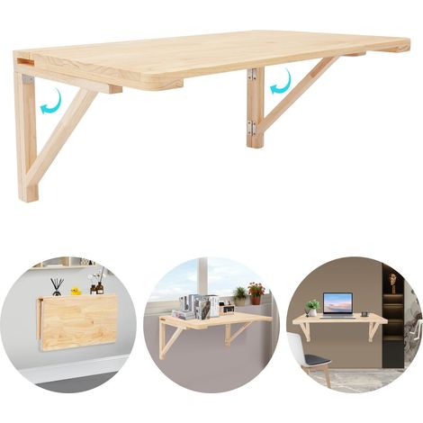 Table Murale Rabattable Bureau Pliable Cuisine, Pliante Poste Mural Travail À Rabat Repas Peu Encombrant Informatique Multifonctionnelle pour Salle Manger Salon Enfant Chambre Blanchisserie, 80x50x30c