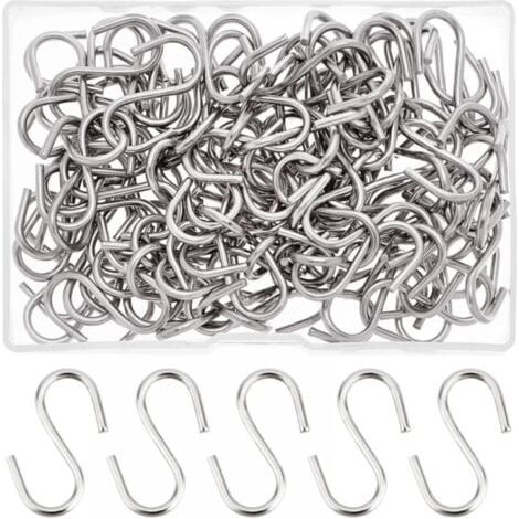 Crochets en S, acier inoxydable 304, petits crochets en S, crochets en S métalliques, crochets de suspension pour petits objets, clés, bijoux, sacs légers, 100 pièces, 29 x 2 mm (1/5)