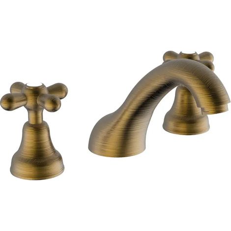 Teorema - Batteria Lavabo Tre Fori Con Canna Bassa - Serie: Daisy - Colore: Bronzato - Articolo: 70312Gg0S4