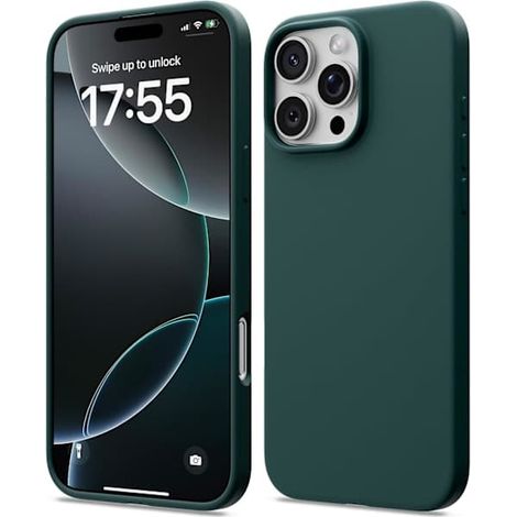 Coque en silicone liquide pour iPhone 17 Pro Max, coque souple antichoc, protection intégrale, gris clair (1/5)