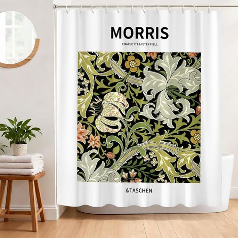 Rideau de Douche Anti Moisissure 180 x 180 cm Rideau Douche Motif Fleurs et Feuilles Tissu Polyester Imperméable Lavable Rideau Baignoire avec 12 Crochets (1/5)