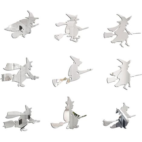 Autocollant Mur Halloween Sorcière - Décoration 3D Auto-Adhésif pour Fenêtre et Surface Lisse - Lot de 1 (1/5)