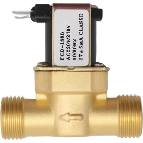 Vanne magnétique 1/2", AC 220 V/240 V, électrovanne électronique en laiton, vanne à eau normalement fermée magnétique, pour contrôle de l'eau (1/5)