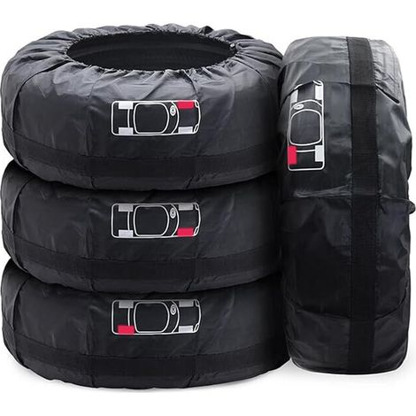 Set of 4 Car Spare Tire Covers 18-22 Inch Waterproof Dustproof Car Wheel Protector Covers with Reinforced Handle (Diameter 80cm) (1/5)