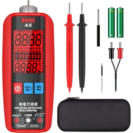 BSIDE Multimètre numérique intelligent Grand écran 3 résultats Ammètre automatique Testeur de tension/Courant CA CC Mesureur multifonctions Cap Ohm Hz Diode Température Fil sous tension NCV VFC (1/5)