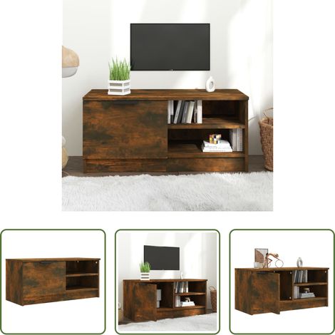 vidaXL TV-Ständer - TV-Schrank Räuchereiche 80x35x36,5 cm Holzwerkstoff (1/5)