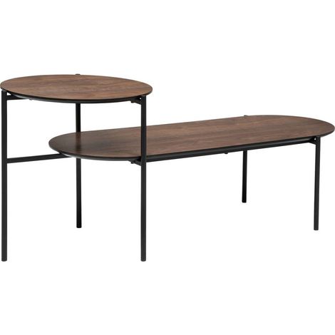 Table basse 2 niveaux en métal noir et bois 118 x 43 cm - Atmosphera (1/3)