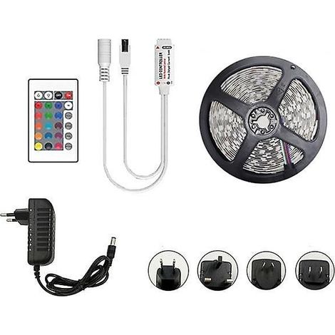 Bande LED RGB SMD 2835 5 m flexible 10 m non étanche contrôle IR (1/5)