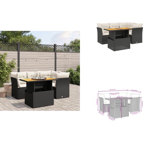Salon de jardin 5 pcs avec coussins noir résine tressée - Ensemble Salon De Jardin - Meuble Extérieur - Résine Tressée - Rotin Synthétique - Canapé D'extérieur (1/3)