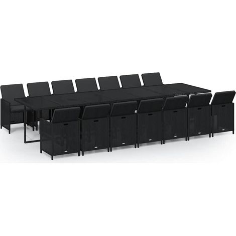 Maison Exclusive - Set Pranzo da Giardino 15 pz con Cuscini in Polyrattan Nero (1/5)